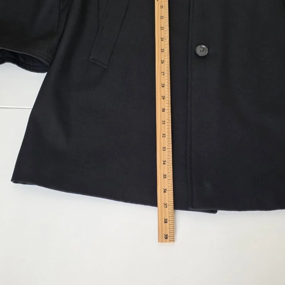 Hugo Boss The Task Wool Overcoat Men US 38R Black Lined Minimalist Office Grunge